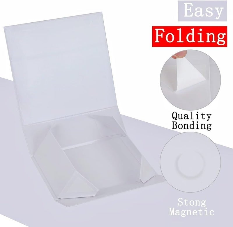 UoeRing 1 Pcs White Gift Box 11.5x8x4 inch Luxury Gift Box for Presents with Magnetic Lid Collapsible,Birthday,Christmas,Contains Card, Ribbon, Tissue Paper,Shredded Paper Fille - Image 4